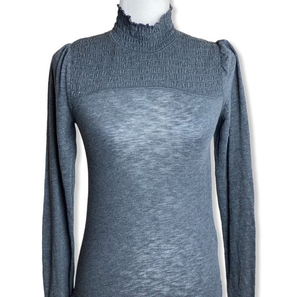 Free People Caroline Smocked Turtleneck Top Sz S - Picture 6 of 10